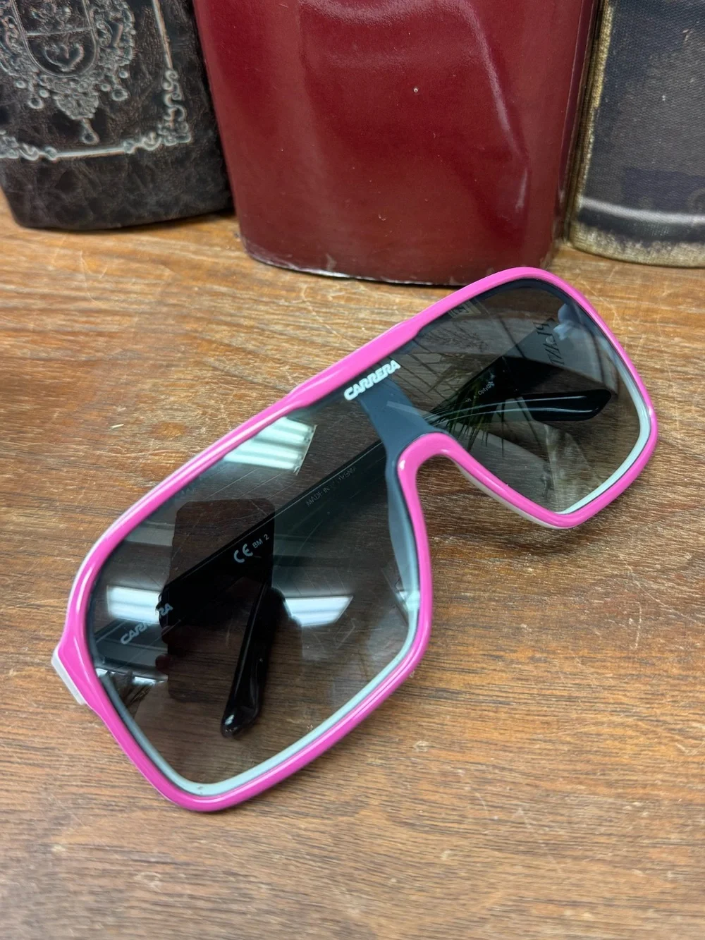 Carrera Aviator Glasses Purple Pink Front Frame Black Temples Light Dark Lenses